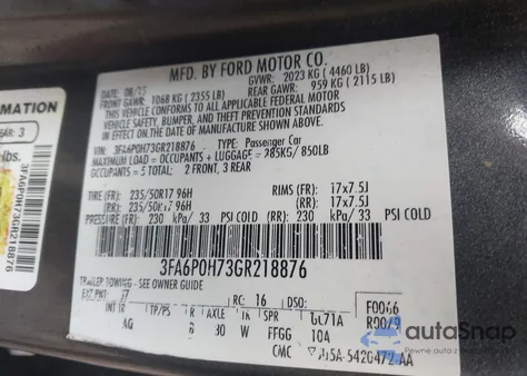 2016 Ford Fusion Se z USA, uszkodzony, nr VIN 3FA6P0H73GR218876
